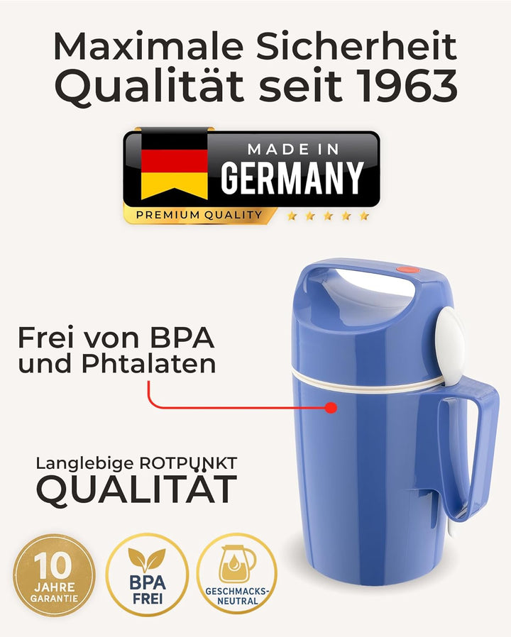 ROTPUNKT Thermobehälter für Essen 850 ml inkl. Löffel – Thermo Lunchbox Heiss & Kalt I Made in Germa