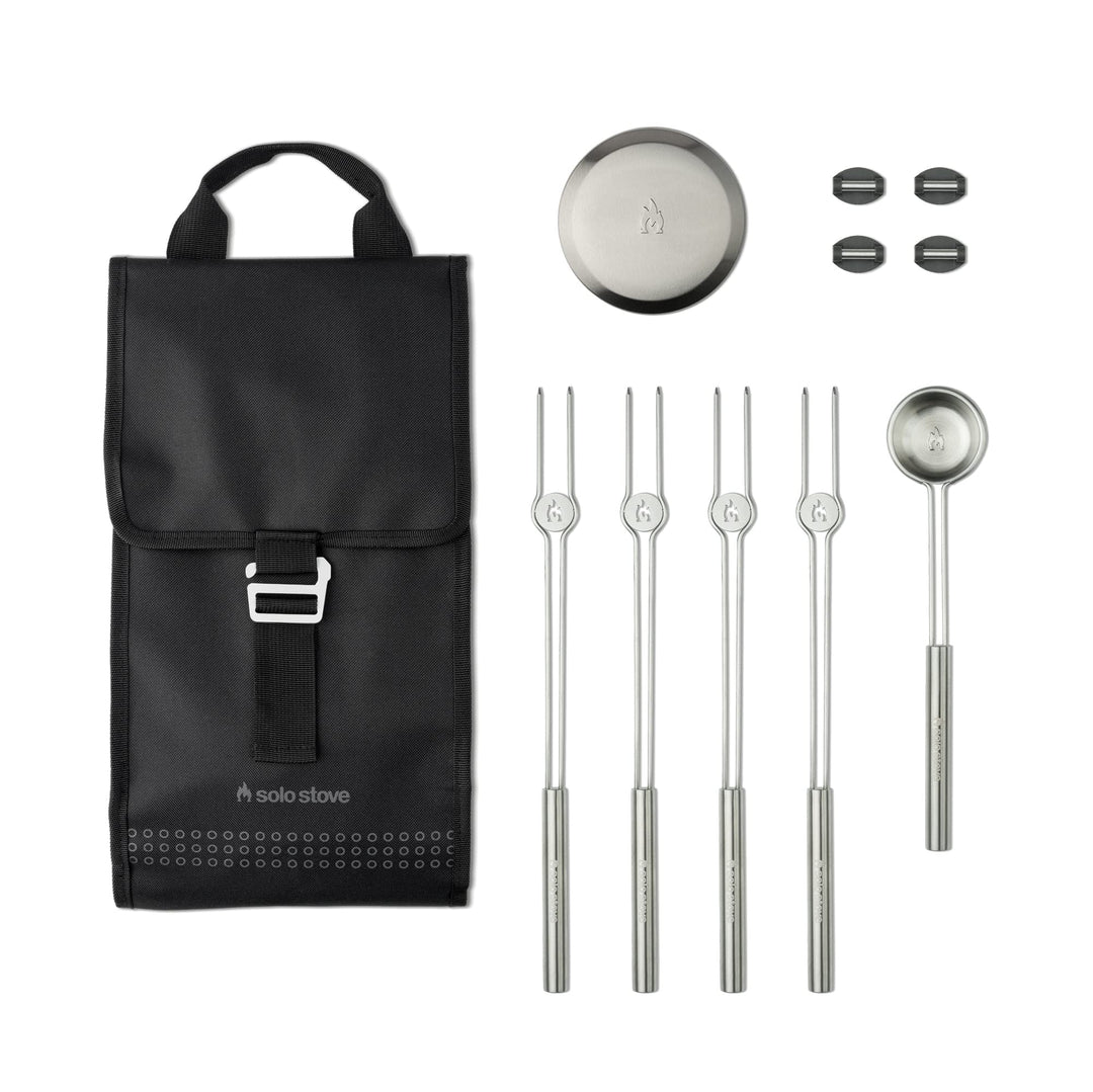Solo Stove Mesa Accessorie-Set | Inkl. 4 Mini-Röstspiesse aus Edelstahl + Ablagen, Pellet Schaufel,