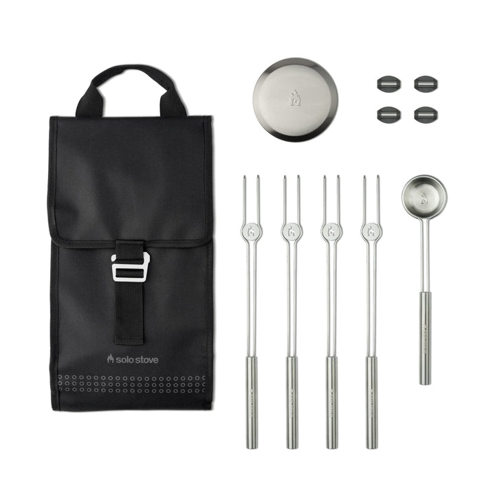 Solo Stove Mesa Accessorie-Set | Inkl. 4 Mini-Röstspiesse aus Edelstahl + Ablagen, Pellet Schaufel,