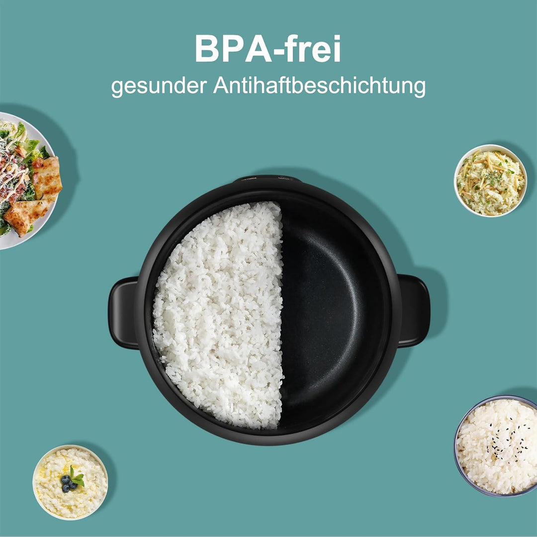 0.6 L Mini-Reiskocher 3-Tassen ungekocht, Macook Tragbarer Antihaft-Reis-Kocher, 15 Minuten schnelle