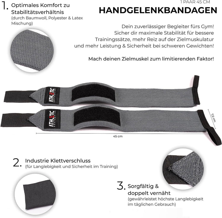 ATHLETIC AESTHETICS Handgelenk Bandagen Fitness - Wrist Wrap (45 cm im Paar) Handgelenkbandage für K