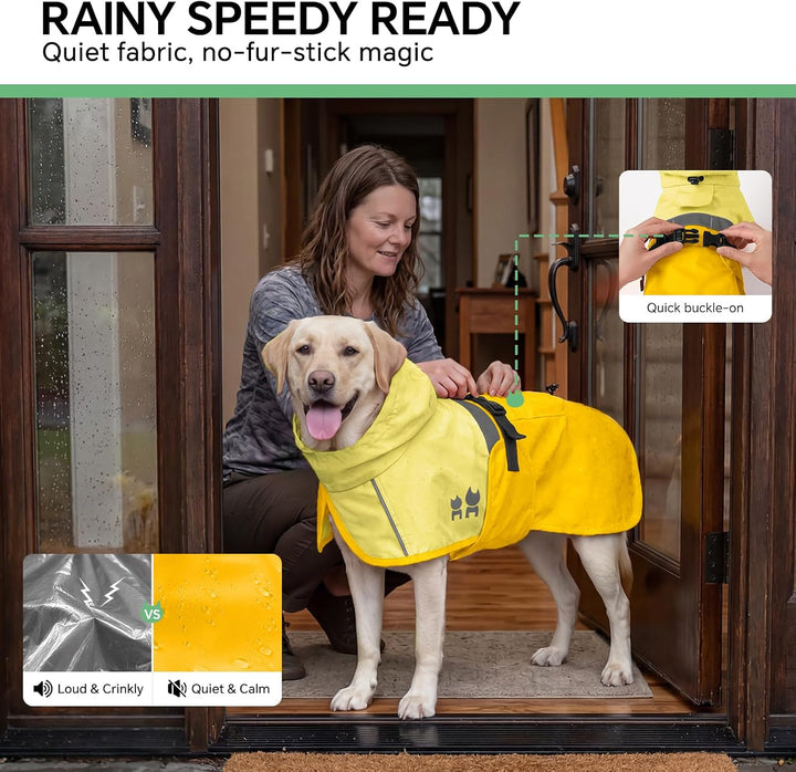Luciphia Regenmantel Hund Wasserdicht,Reflektierende Hundemantel mit Kapuze und Taschen, Grössenvers