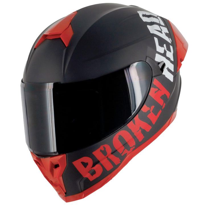 Broken Head BeProud Pro Sport Rot - Motorradhelm Mit Sonnenblende und Spoiler – Inkl. 2 Visiere (Sch
