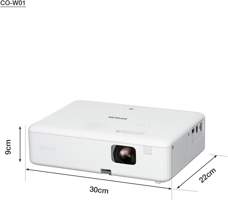 Epson CO-W01 | WXGA-Projektor, 3000 Lumen, Lange Lebensdauer von 12000 Stunden und 3LCD-Technologie,