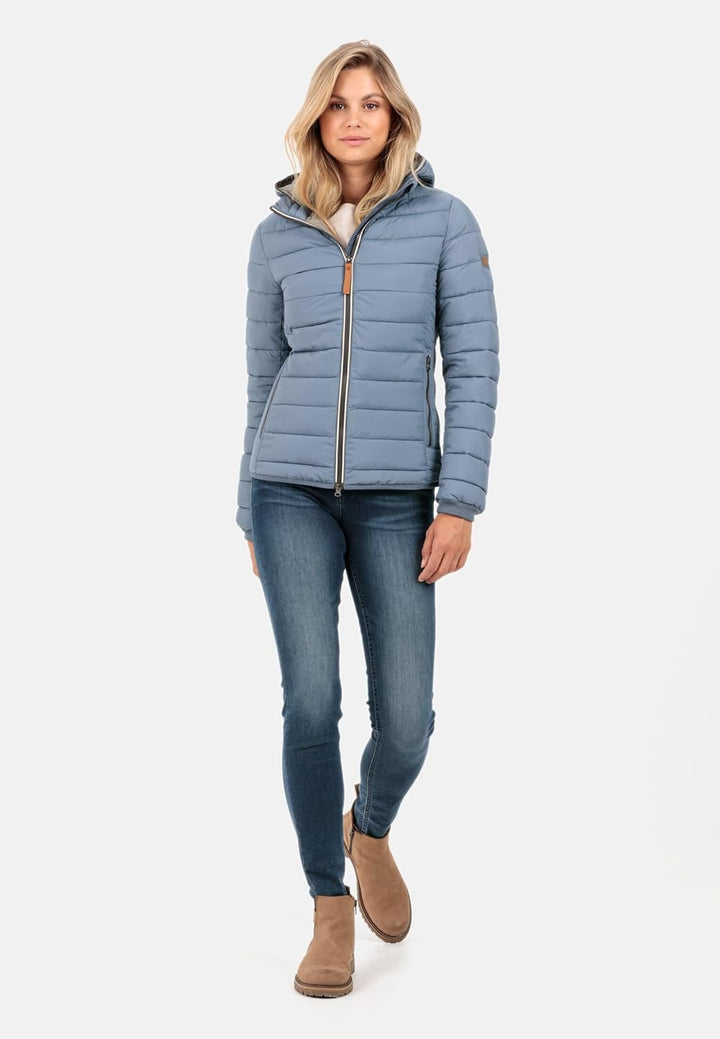 camel active Damen leichte Steppjacke mit Abnehmbarer Kapuze 40 Blau, 40 Blau