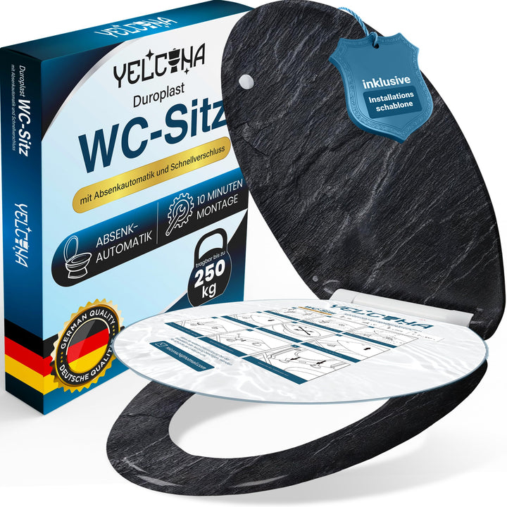 Yelcona WC-Sitz Duroplast,max. Belastung der Klobrille 150 kg Toilettensitz mit Absenkautomatik und