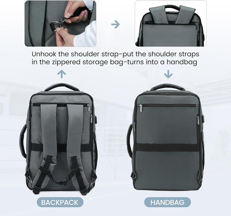 LOVEVOOK Rucksack Handgepäck, Abnehmbarer Reise Rucksack leicht mit Schuhfach, Wasserdichter Laptop