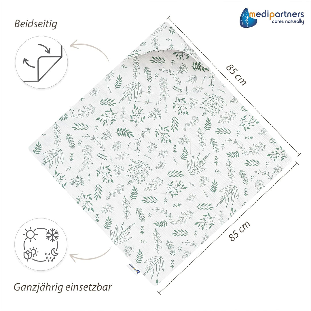 Medi Partners Einschlagdecke Baby Babyschale 100% Baumwolle für Sommer 85x85cm Kinderwagen Kuschelde