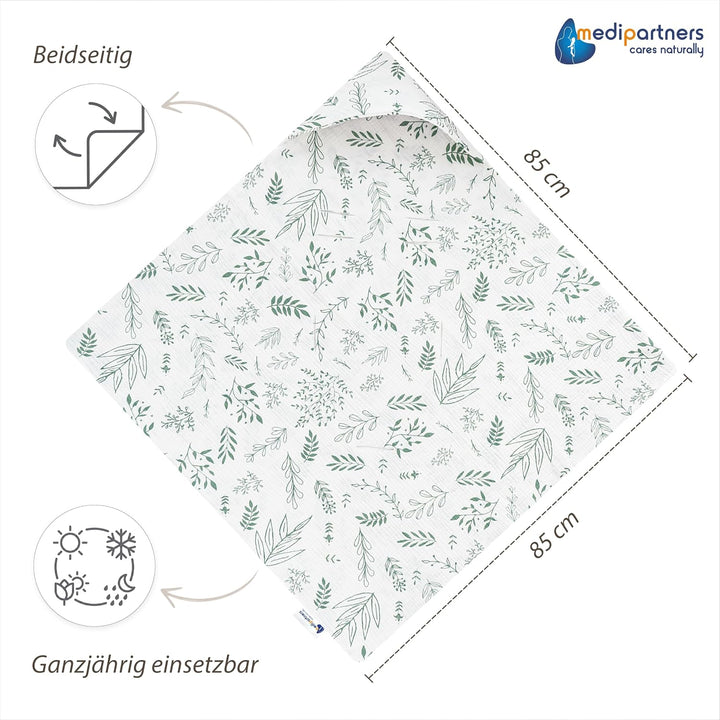 Medi Partners Einschlagdecke Baby Babyschale 100% Baumwolle für Sommer 85x85cm Kinderwagen Kuschelde
