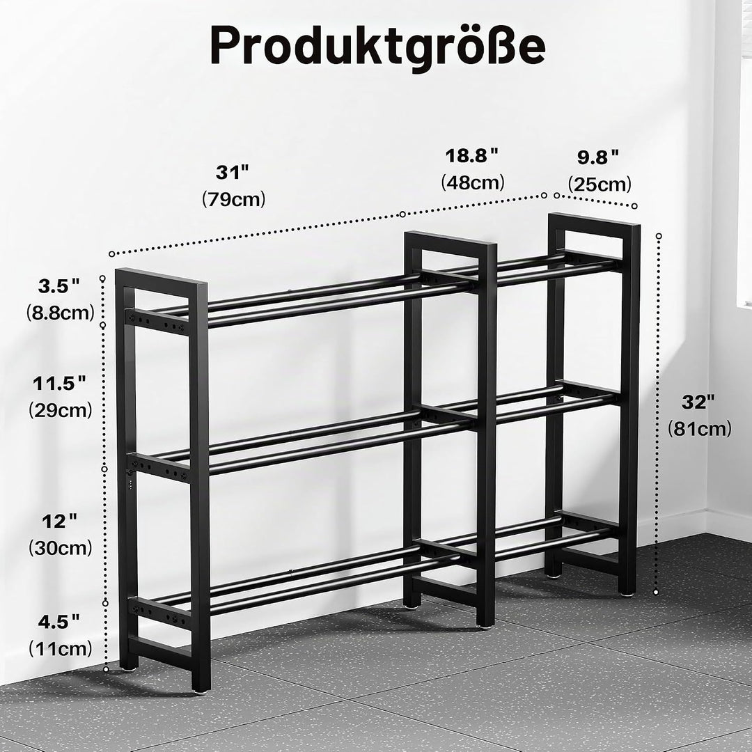 Verstellbarer Dreistöckiger Hantelständer 127cm Adjustable Kurzhantelständer 3 Ebenen Hantelablage (