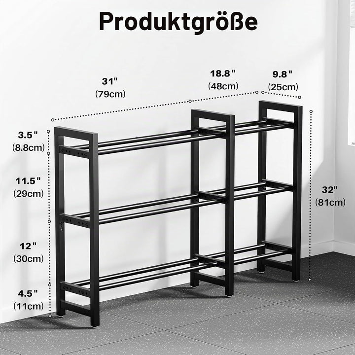 Verstellbarer Dreistöckiger Hantelständer 127cm Adjustable Kurzhantelständer 3 Ebenen Hantelablage (