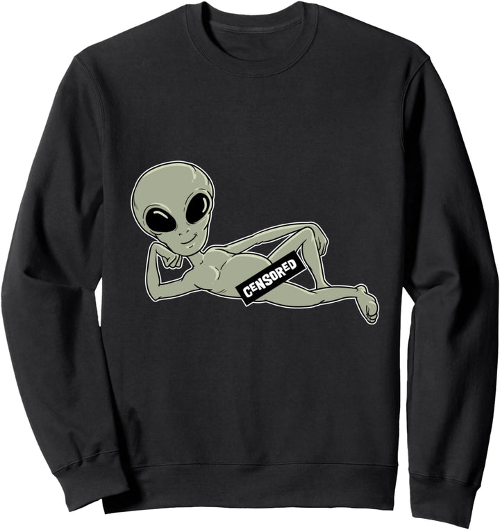 Lustiges Alien Nackt Nudist Zensiert Nackter Ausserirdischer Sweatshirt