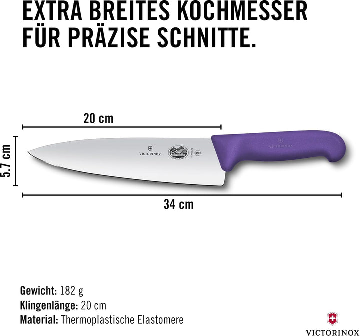 Victorinox Fibrox Kochmesser, Breites Universalmesser für Fleisch, Fisch, Gemüse und Kräuter, 20 cm,