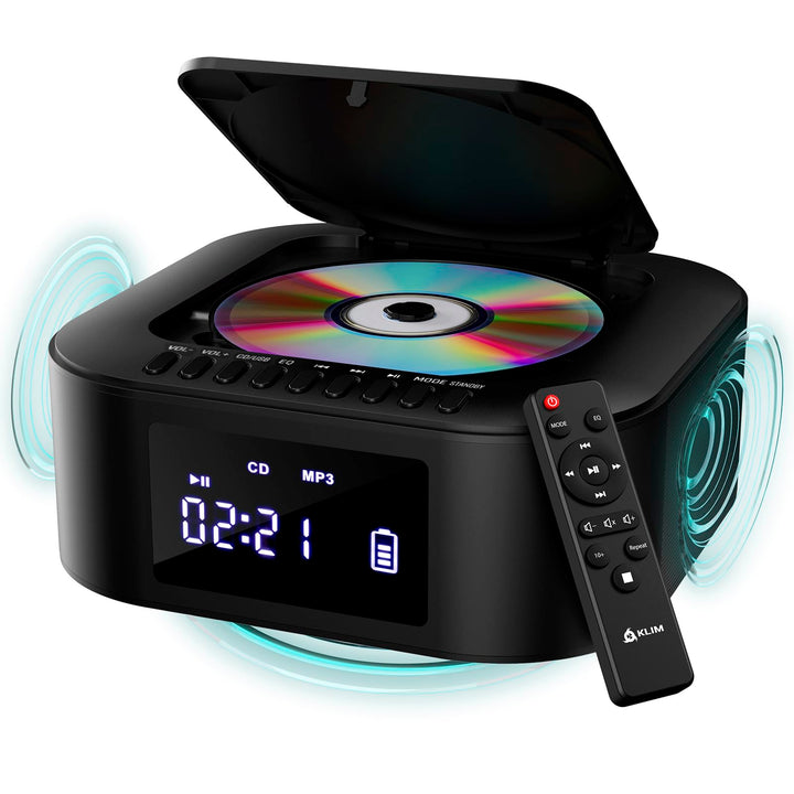 KLIM Boombox E1 Radio mit CD Player - BASS Boost mit Tieftöner - FM Radio, MP3, Bluetooth, AUX, USB