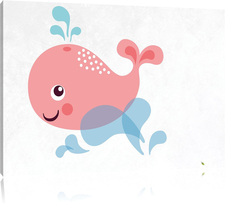 Niedlicher Wal weiss, Format: 100x70 auf Leinwand, XXL riesige Bilder fertig gerahmt mit Keilrahmen,