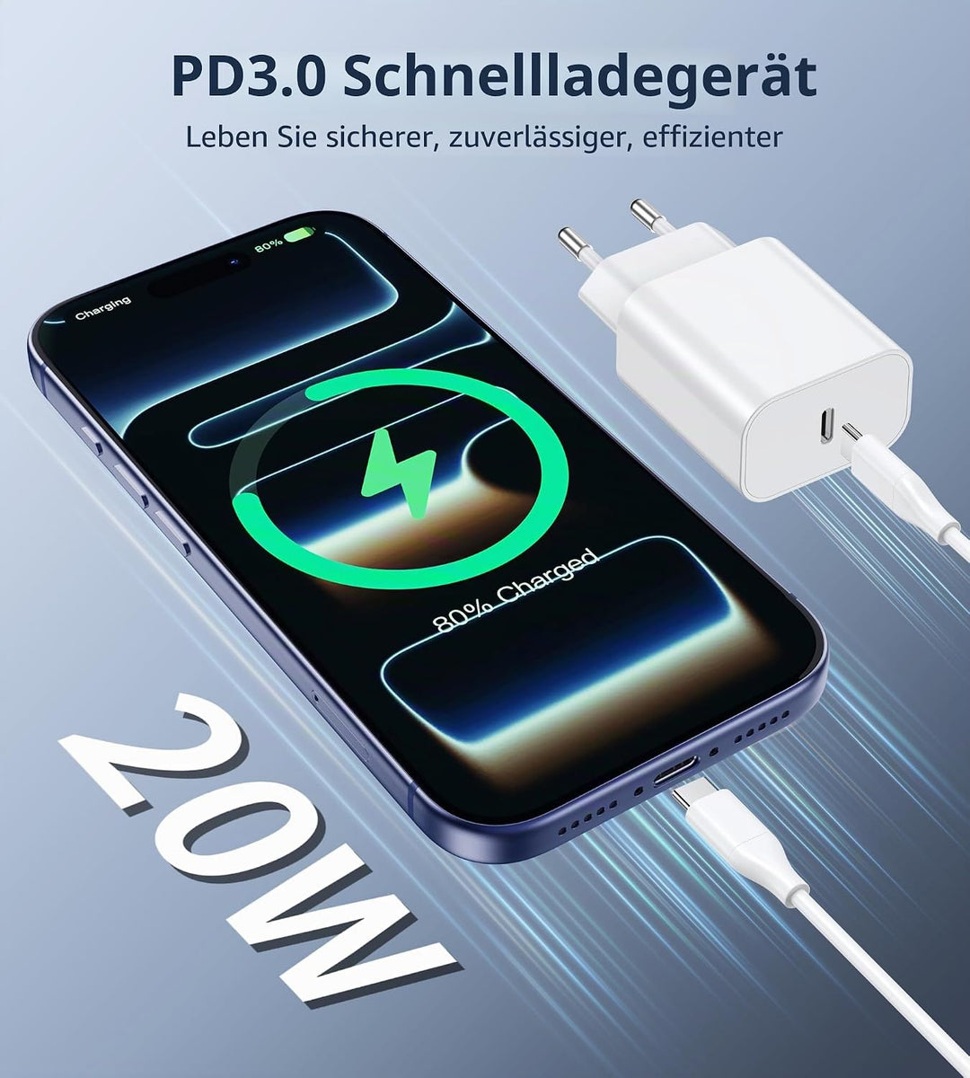BHHB 20W USB C Ladegerät, A-pple Adapter Netzteil für i-Phone entwickelt, USB C Stecker mit i-Phone