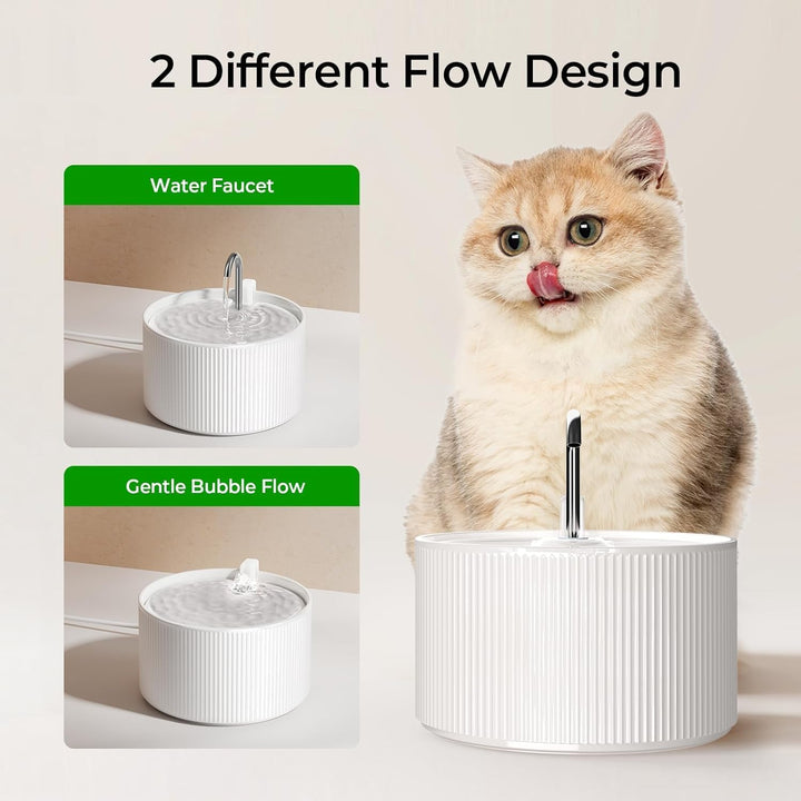 Voluas Keramik Katzenbrunnen 2,2L – Trinkbrunnen Katze mit Ultra-Leiser Pumpe, Leiser Wasserspender