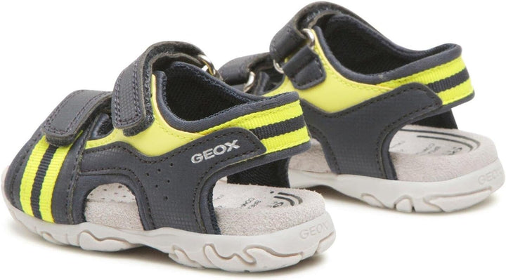 Geox Baby-Jungen B FLAFFEE Boy Sandal, Navy/Fluo Yellow, 20 EU