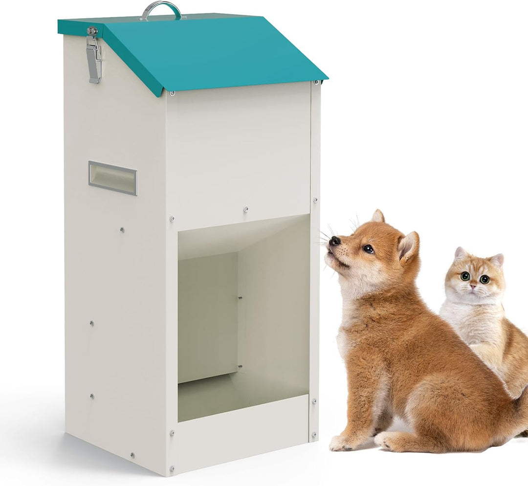 Svaoumu Verzinkter Automatischer Hundefutter-Spender 6 kg Aussen-Schwerkraft-Metallfutter-Spender fü