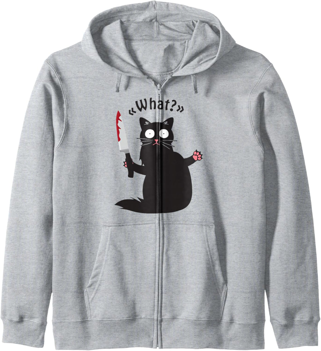 Cat What? Funny Black Cat Shirt Fun Murderous Cat With Knife Kapuzenjacke