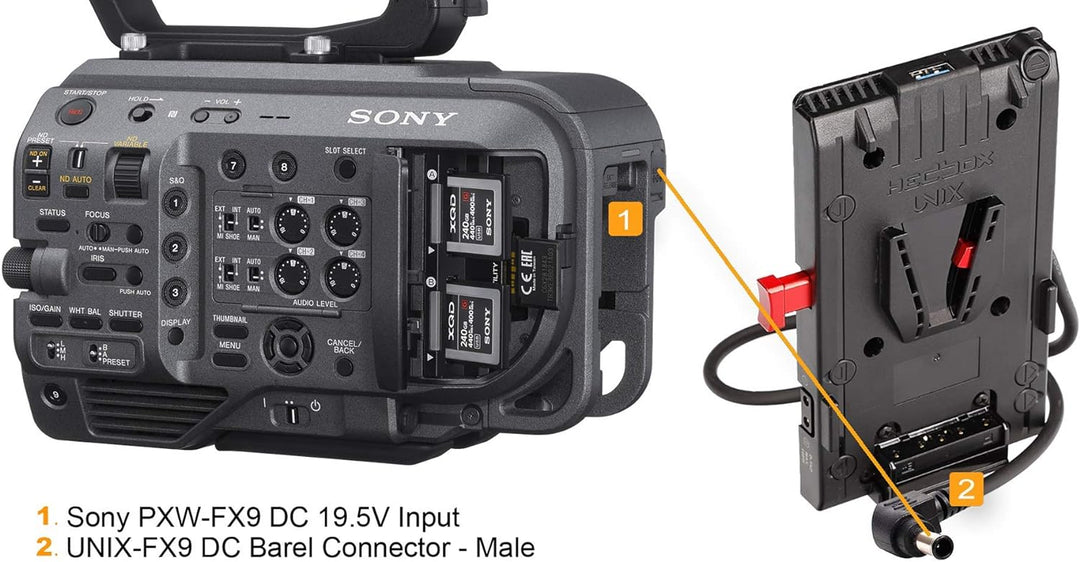 HEDBOX Unix-FX9 - V-Mount Akkuplatte mit 3X D-Tap und USB, für Sony ILME-FX6, PXW-FX9