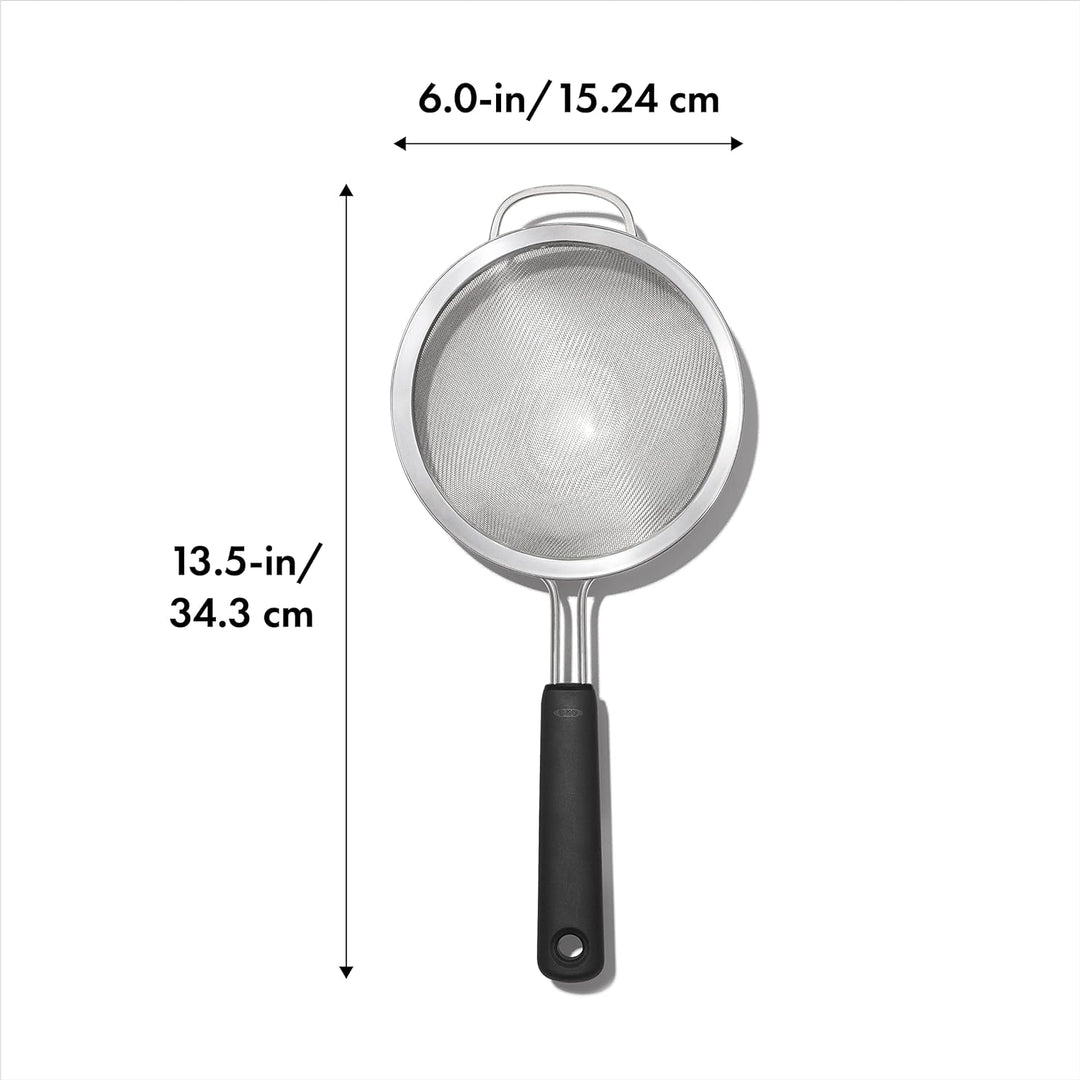OXO 38891 Nicht erhältlich Stangensieb, Edelstahl, schwarz 6 Inch Strainer, 6 Inch Strainer