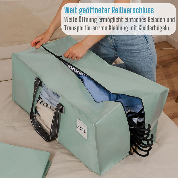 VENO 87 Liter extra grosse Umzugstaschen mit starke Griffe und Reissverschlüsse Faltbare Aufbewahrun