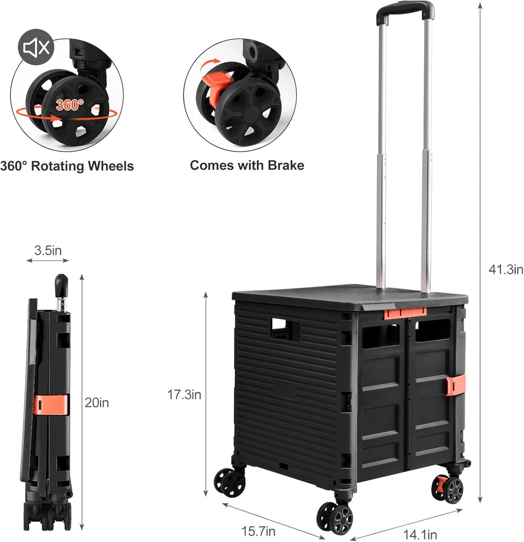 Einkaufstrolley Klappbar Transport Trolley bis 80KG Einkaufswagen Trolley mit Deckel und Teleskop Gr