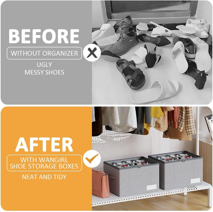 Schuhorganizer Platzsparend, Grosser Faltbar Stoff Schuhaufbewahrungsbox Passt 12 Paare, Schuh Organ