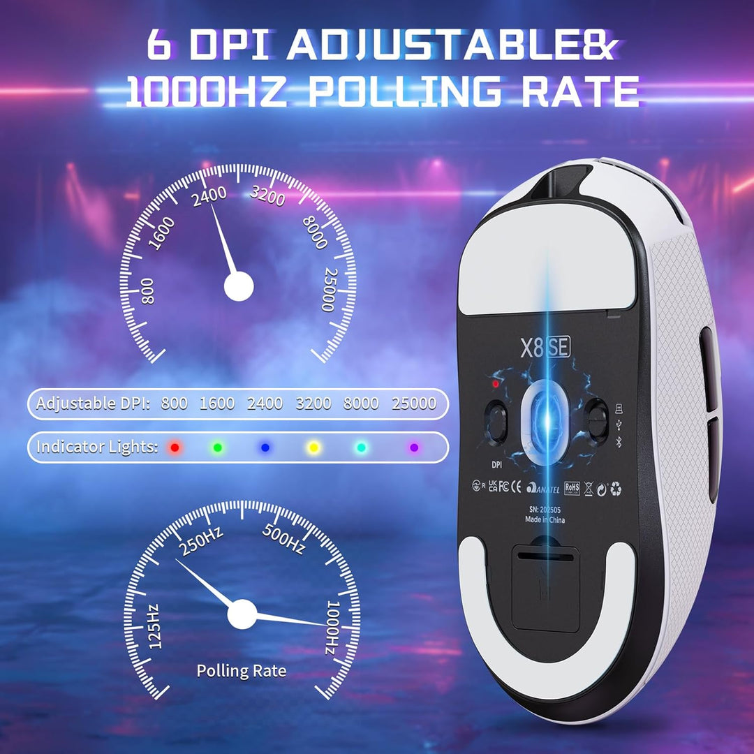 MAMBASNAKE X Attack Shark X8SE 55g ultraleichte kabellose Gaming-Maus mit Band–25000 DPI,PAW3311 Sen
