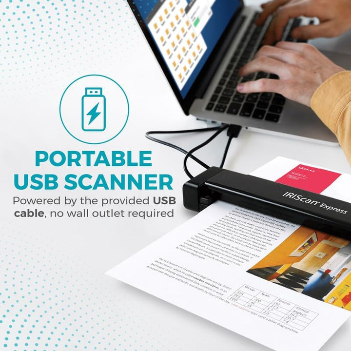 IRIScan Express Mobile Scanner-dokumentenscanner A4 8PPM -v4: PDF-Editor, Simplex, USB-betrieben, PD