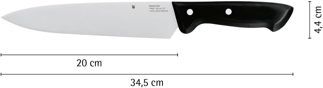 WMF Classic Line Kochmesser 34 cm, Spezialklingenstahl, Kunststoffgriff, Klinge 20 cm