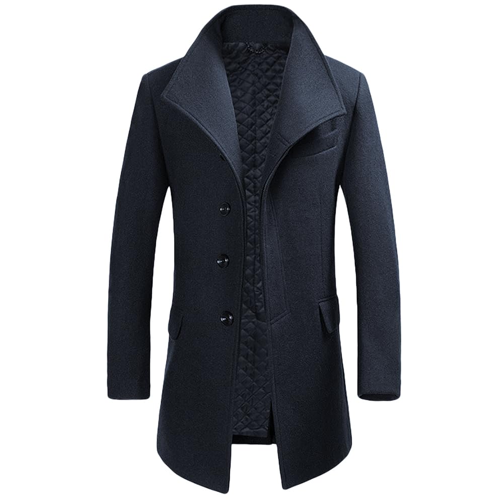Allthemen Wintermantel Mantel Herren Lang Slim Fit Herrenmantel Winter Schwarz Business Mantel Herre