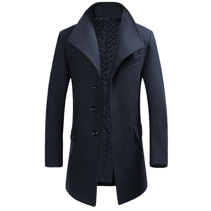 Allthemen Wintermantel Mantel Herren Lang Slim Fit Herrenmantel Winter Schwarz Business Mantel Herre