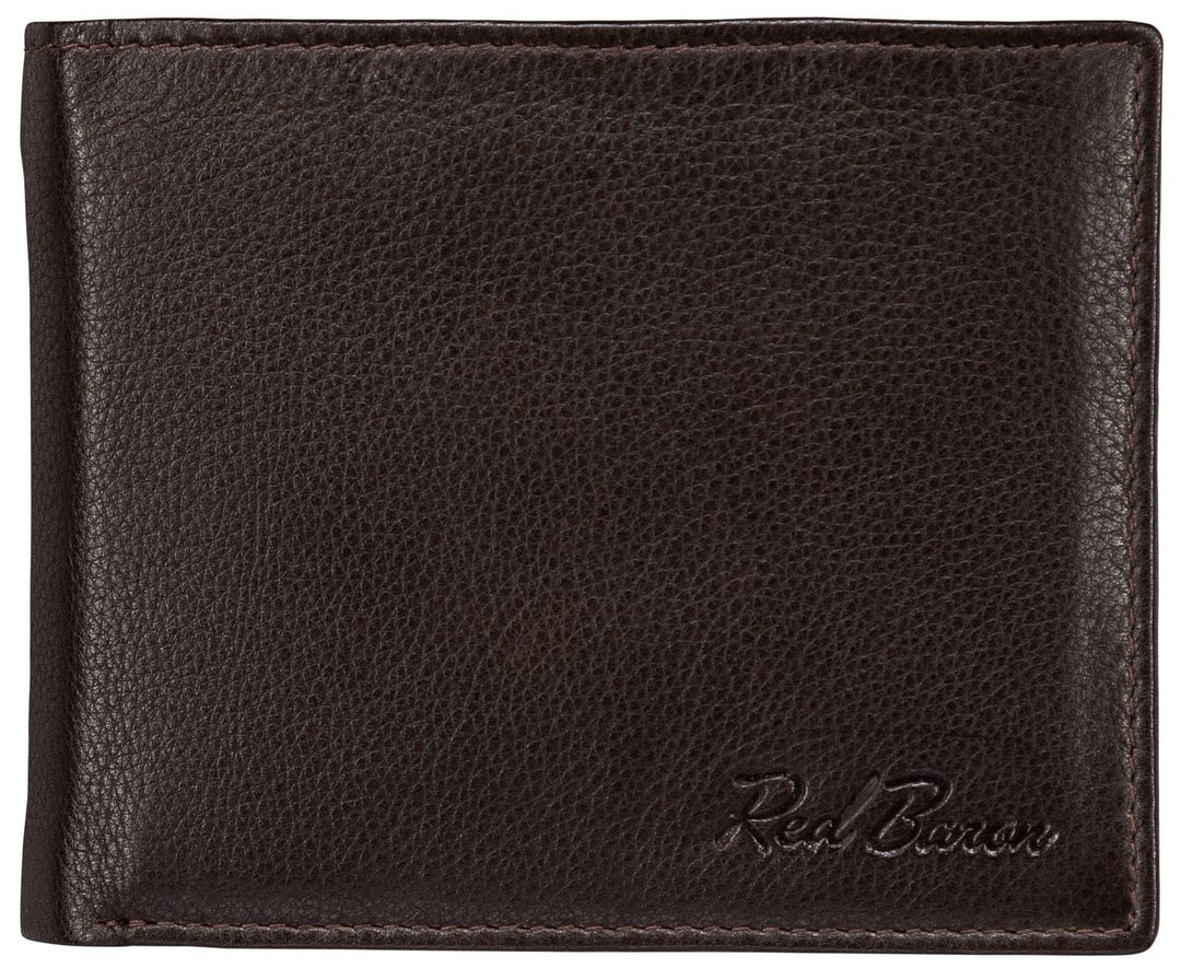 Red Baron Braune Herren Geldbörse aus Leder Querformat RB-WT-006-08