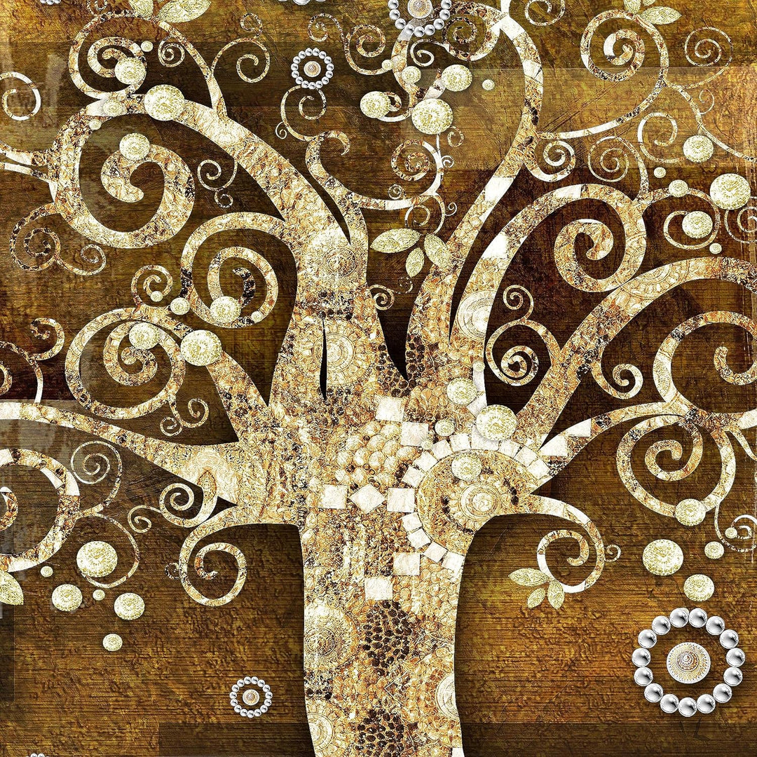 Runa Art Wandbilder Gustav Klimt Baum des Lebens 5 Teilig Bild auf Vlies Leinwand Deko Wohnzimmer Sc