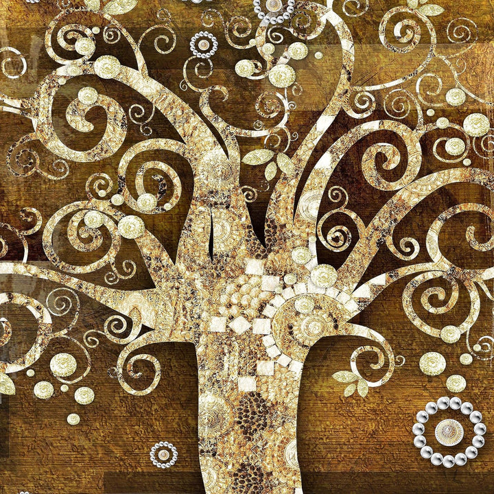 Runa Art Wandbilder Gustav Klimt Baum des Lebens 5 Teilig Bild auf Vlies Leinwand Deko Wohnzimmer Sc