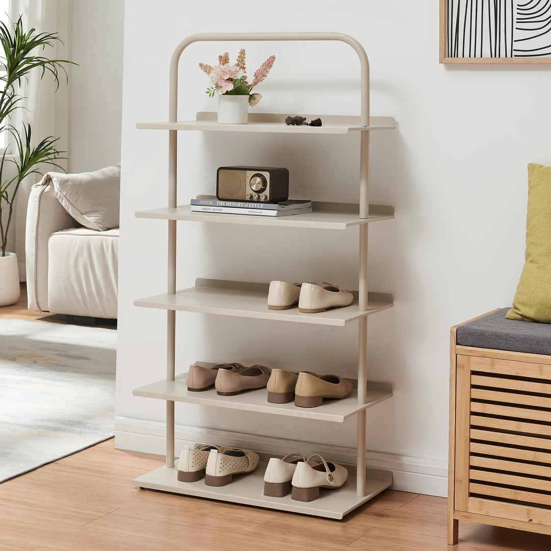 [en.casa] Schuhregal schmal Poytya mit 5 Ebenen Metall 119 x 60 x 32 cm Schuhständer für 10 Paare Sc