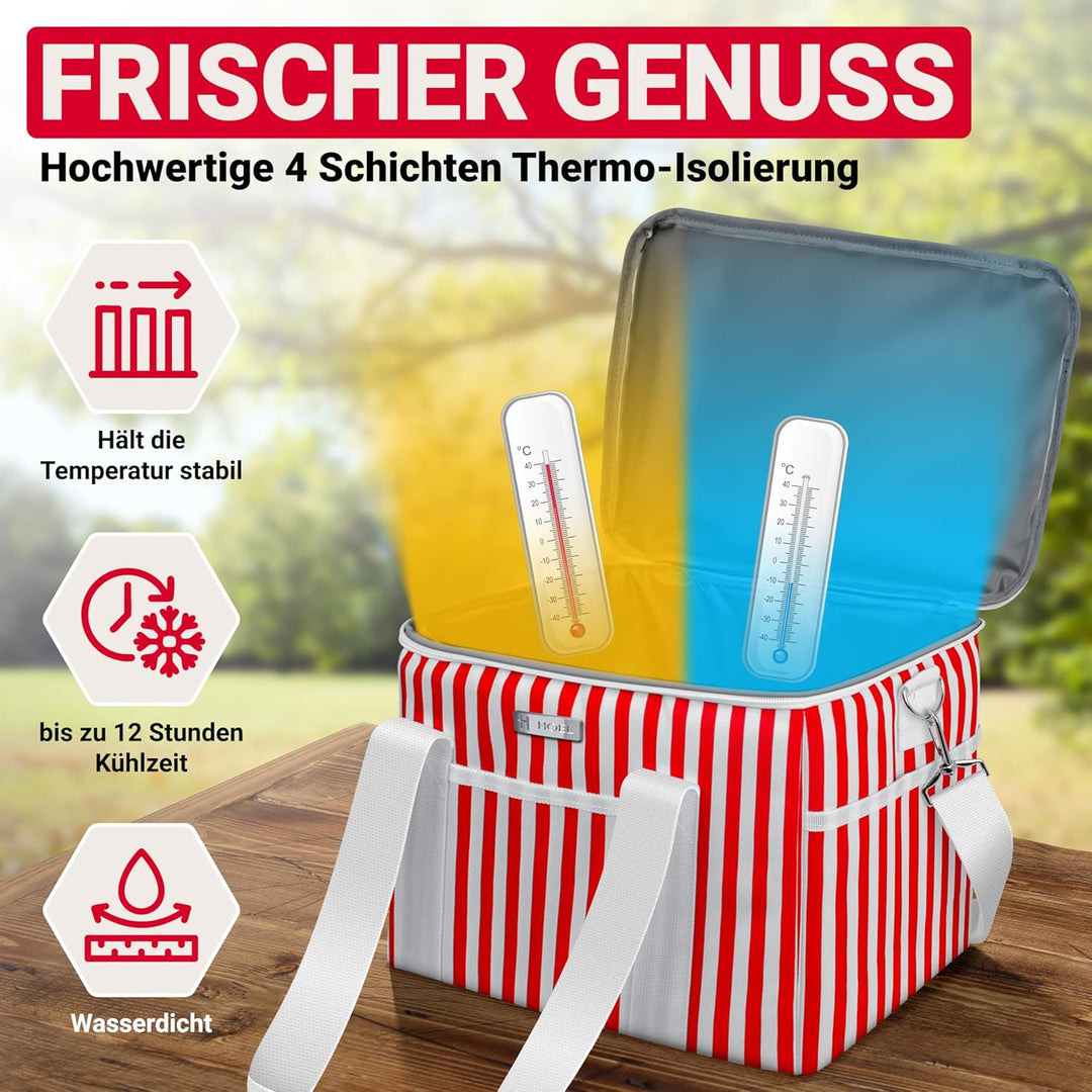HOEL Kühltasche gross 20L & 30L faltbar - Isolierte Thermotasche - Lunchtasche wasserdicht & auslauf