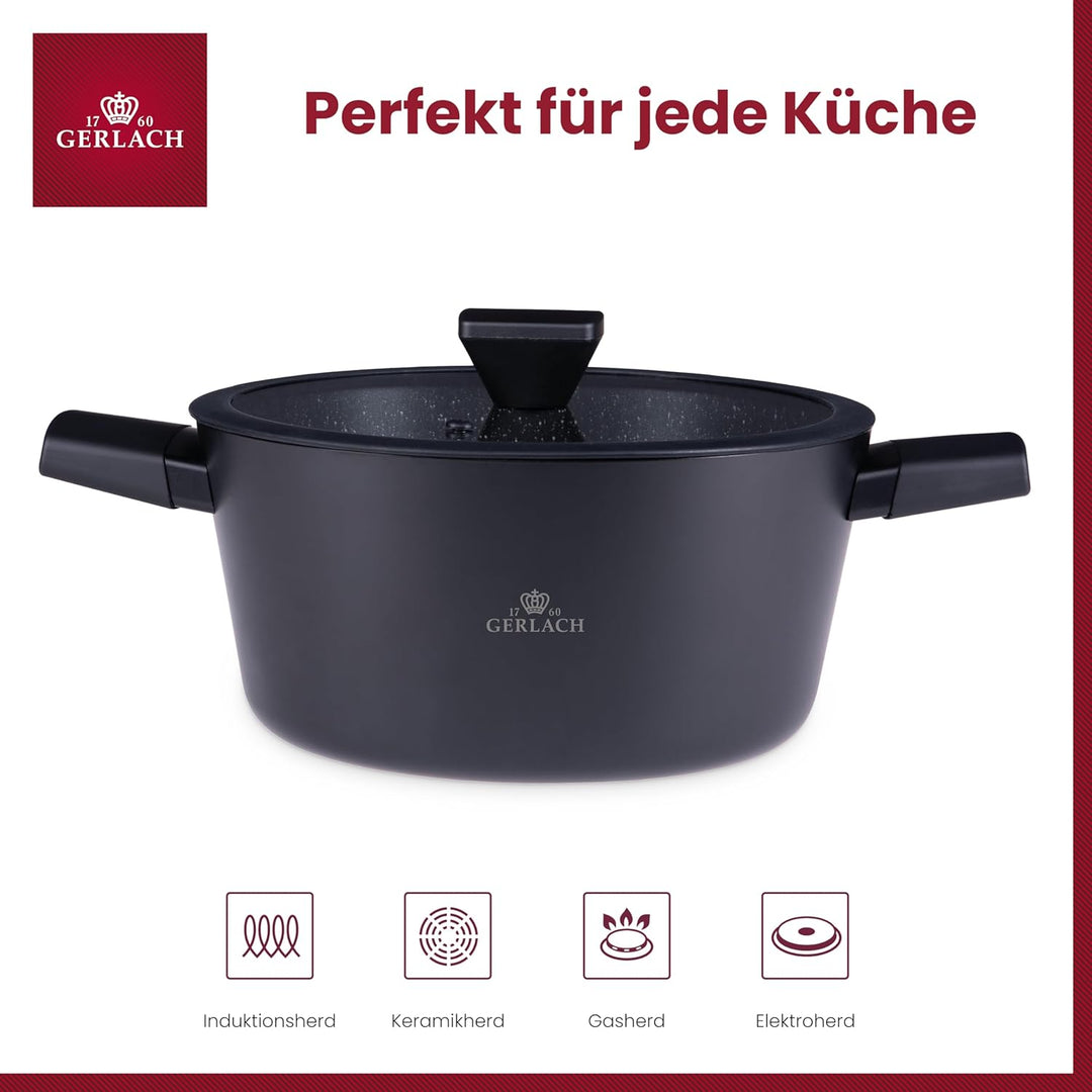 Gerlach Granitex Topf Kochtopf Keramik Beschichtet Induktionsgeeignet Kochtöpfe Für Elektro Gas Kera