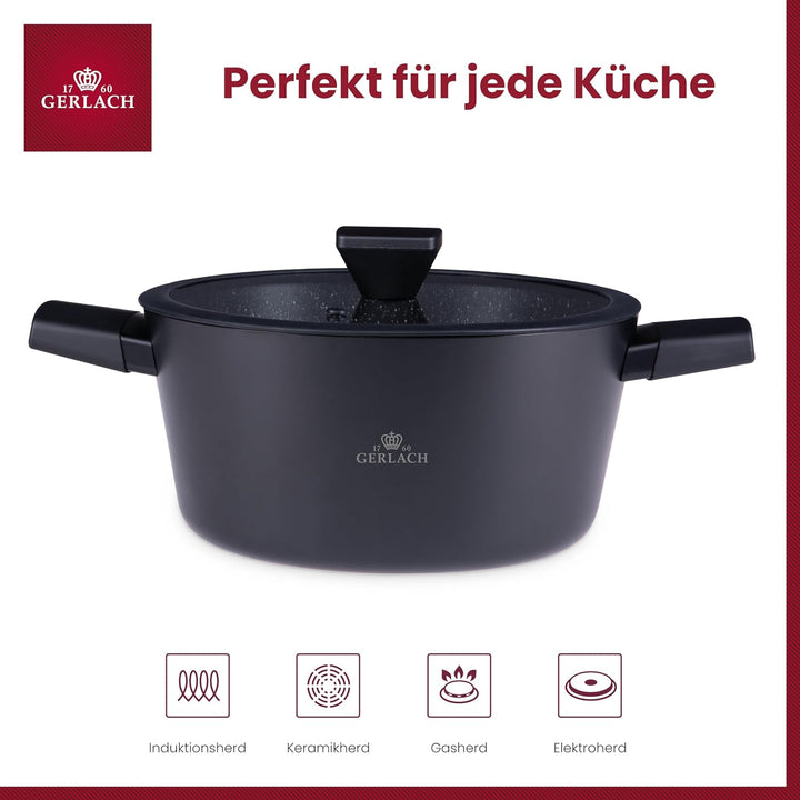 Gerlach Granitex Topf Kochtopf Keramik Beschichtet Induktionsgeeignet Kochtöpfe Für Elektro Gas Kera
