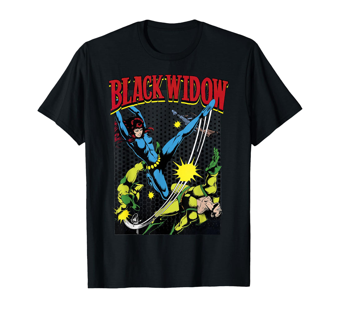 Mens Marvel Black Widow Classic Retro Comic Swing Graphic T-Shirt XL Heather Grey