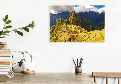 Premium Textil-Leinwand 75 x 50 cm Quer-Format Macchu Picchu | Wandbild, HD-Bild auf Keilrahmen, Fer