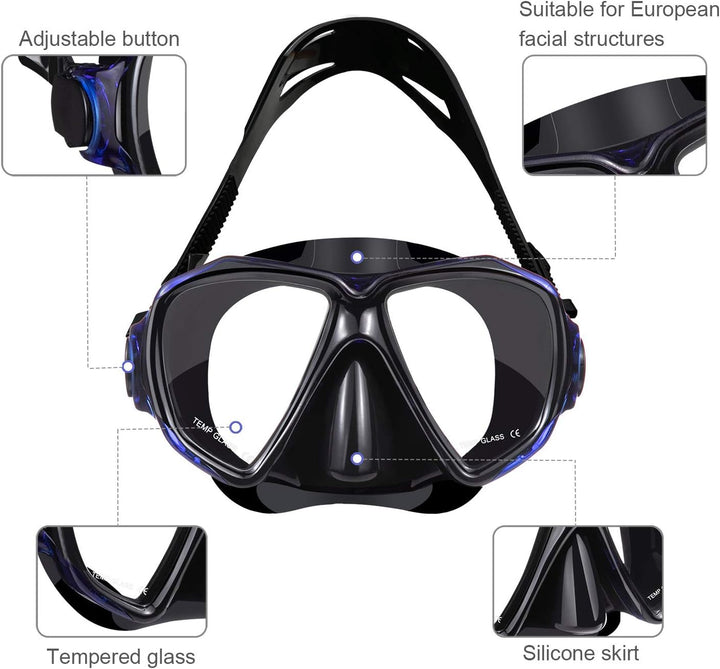 Dorlle Schnorchelset Schnorcheln Set mit Schnorchel und Taucherbrille，wasserdichte Tauchmaske Anti-F