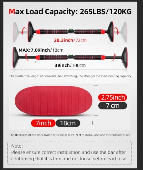 Abahub Klimmzugstange Türrahmen mit Sicherheitsverschluss Home Pull Up Bar ohne Bohren Türstange für