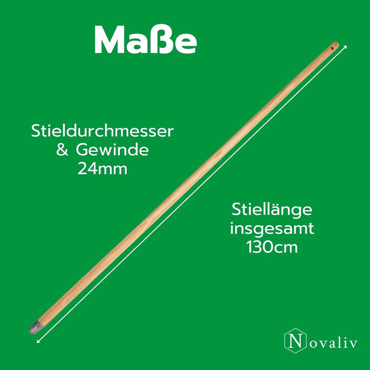 Novaliv Gerätestiel Holz 130 cm mit Gewinde 24 mm Holzstiel Universalstiel Stab Ersatzstiel Besensti