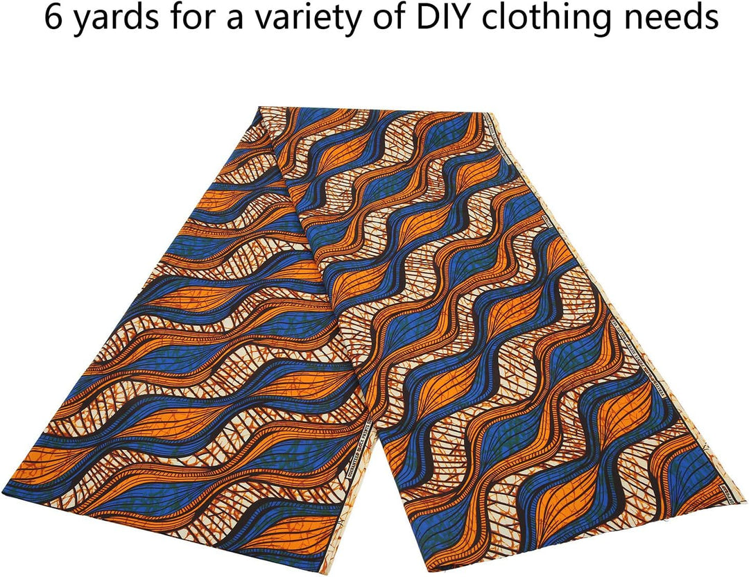Eujgoov 6 Yards Afrikanischer Polyester-Wachsdruck-Stoff Afrikanischer Stoff für Partykleid DIY Bär