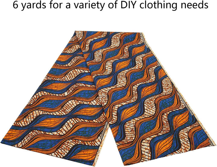 Eujgoov 6 Yards Afrikanischer Polyester-Wachsdruck-Stoff Afrikanischer Stoff für Partykleid DIY Bär