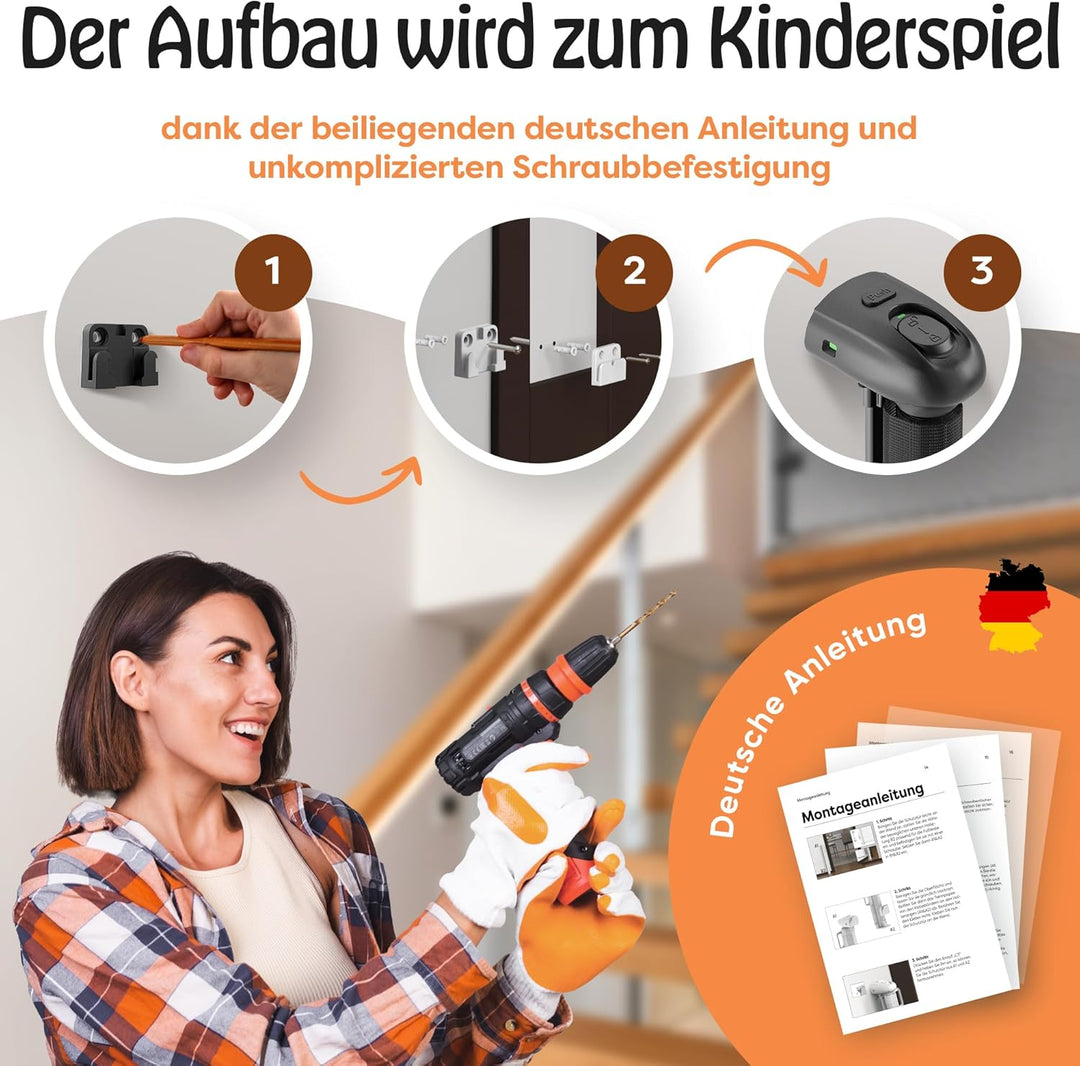 petpurry® Treppenschutzgitter Türschutzgitter - schwarz - Treppenschutzgitter ausziehbar 0-140cm - T
