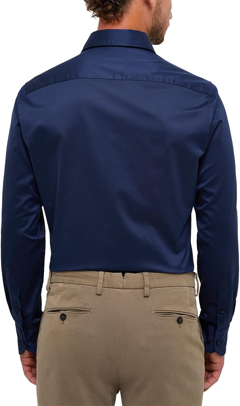 ETERNA Male Soft Luxury Shirt unifarben Slim FIT 40 Dunkelblau, 40 Dunkelblau